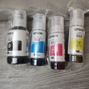 Epson 502 EcoTank Ink Bottles Set Black Cyan Magenta Yellow ET-2850 Genuine